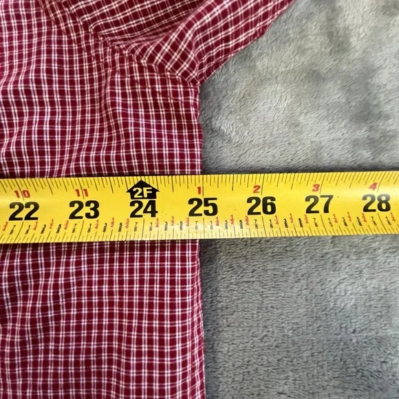 Chaps Mens Red Checkered Long Sleeve Button Down Shirt Easy Care Size XL White - Picture 5 of 6